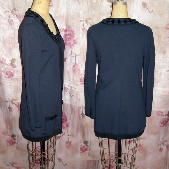NWOT size M/L Elie Tahari Navy Blue Blazer/Cardigan - Picture 3 of 12